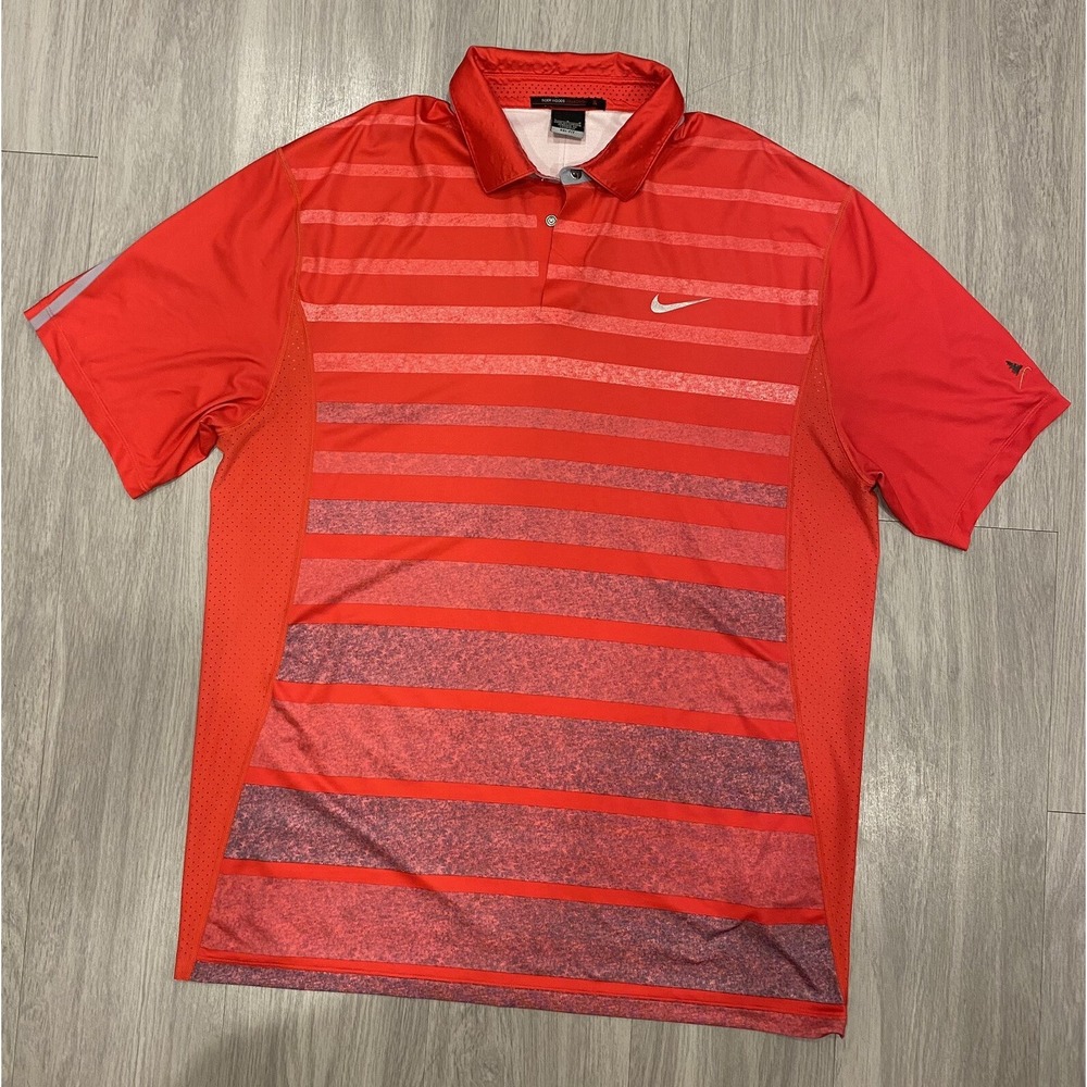 Nike Tiger Woods Collection Golf Polo Shirt Size Large Men Red Pre Owned *Flaws
